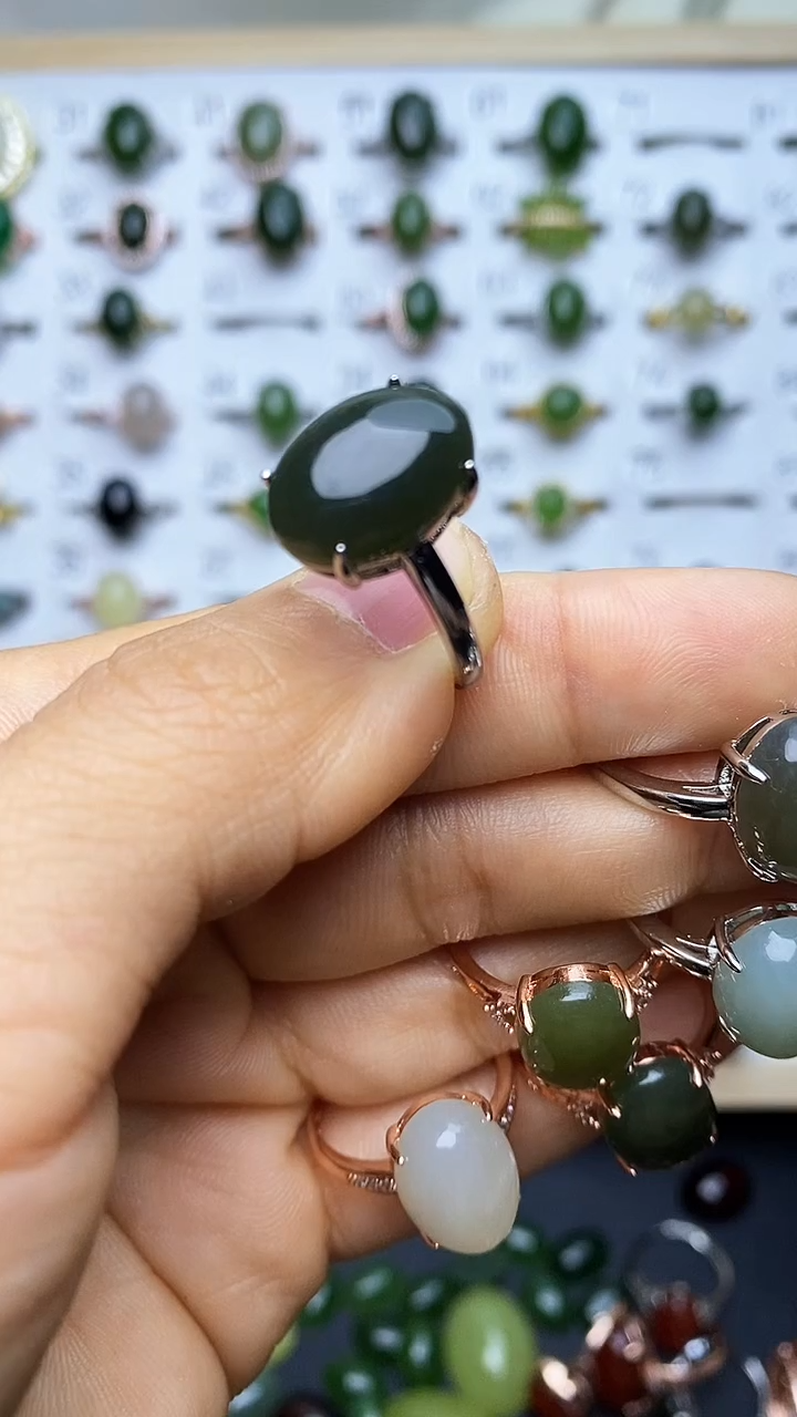 【闪购商品】和田玉戒指银S925镶嵌1