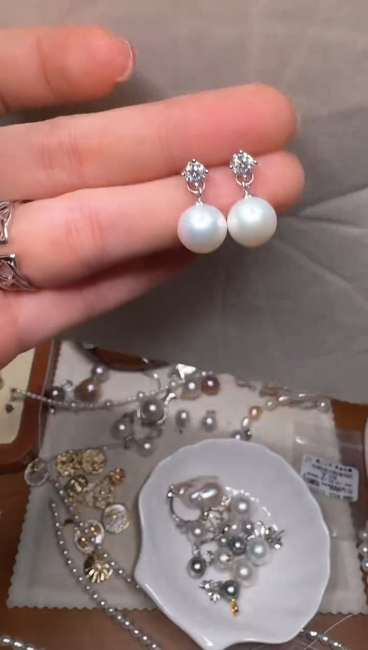 【闪购商品】淡水珍珠耳饰银S925镶嵌10号极光耳钉