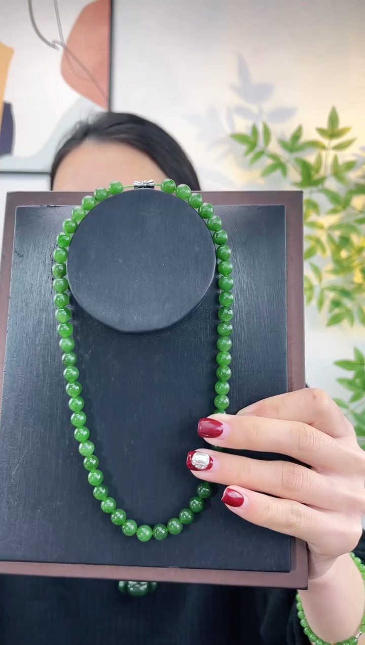 【闪购商品】和田玉（碧玉）项链未镶嵌碧玉妈妈链 8±mm 有黑点