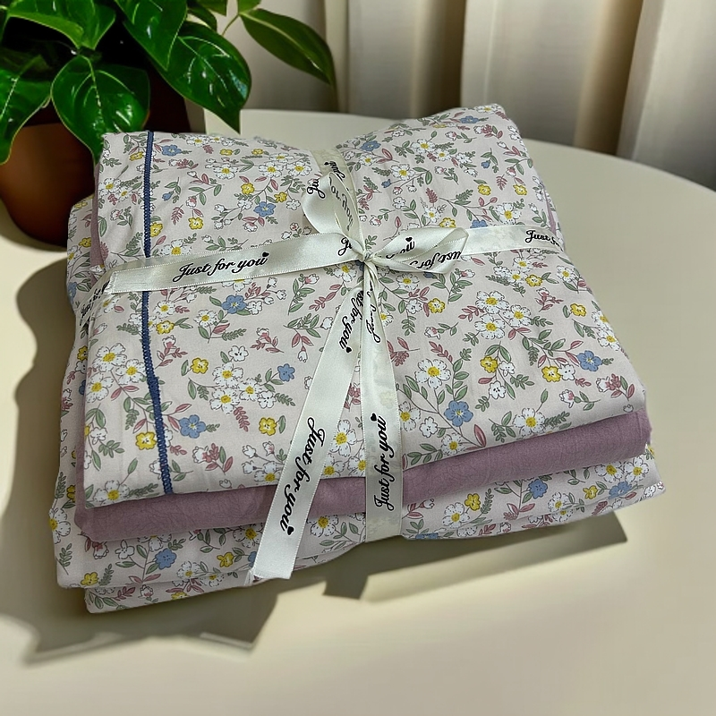 加密磨毛斜纹四件套（春日粉）柔软舒适四季款套件