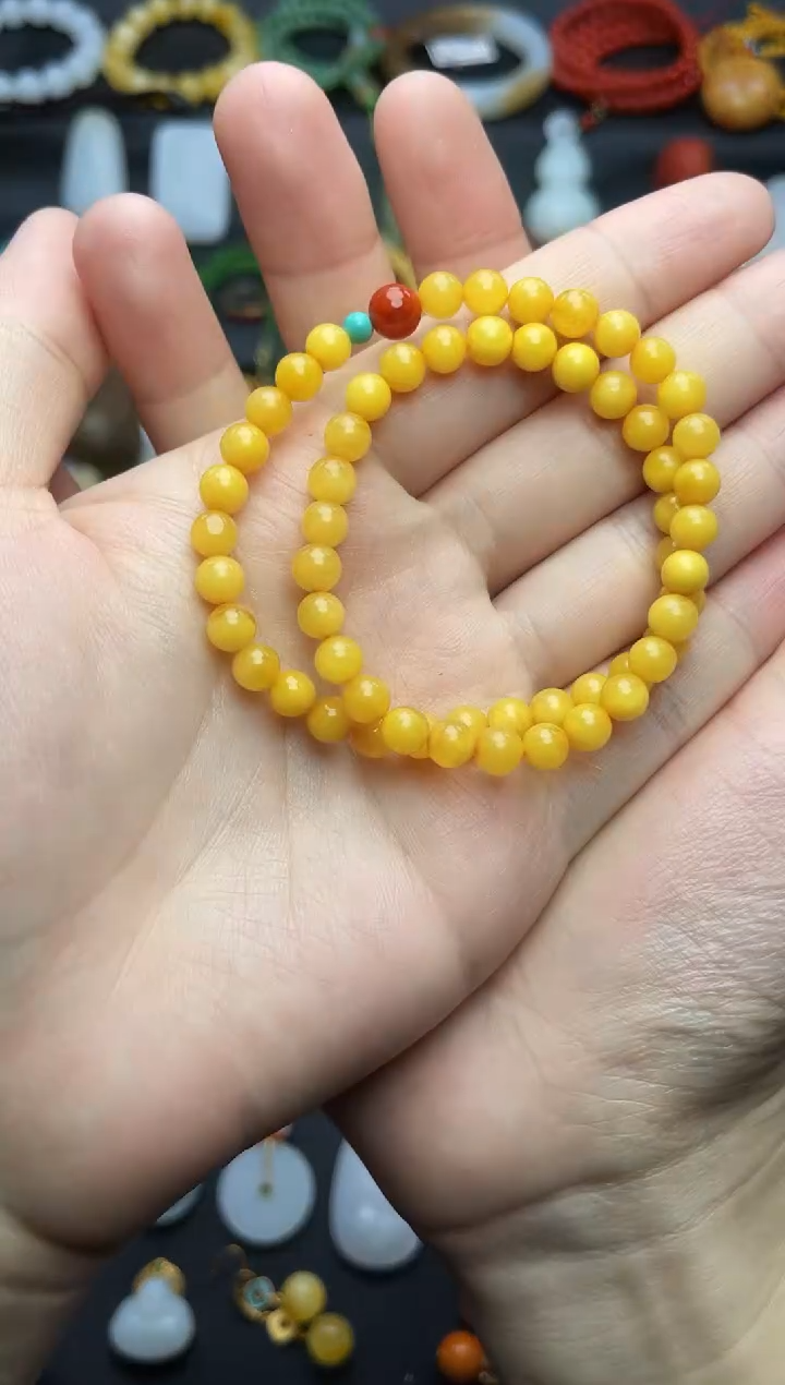 手串蜜蜡未镶嵌双圈手串06