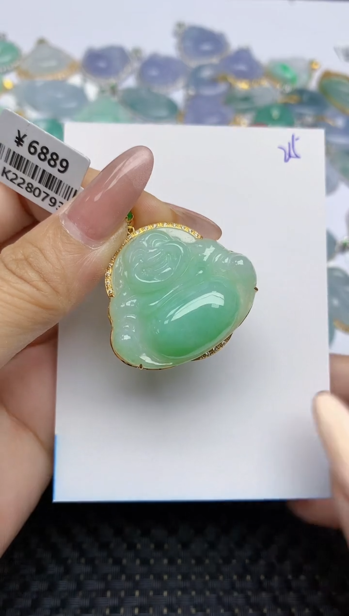 【闪购商品】翡翠颈饰18K金镶嵌天然A货翡翠 215