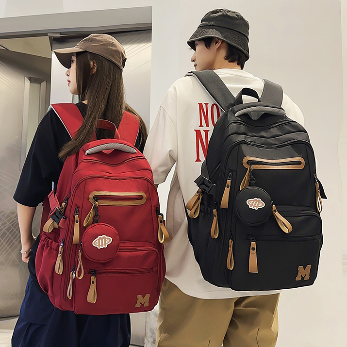 高中生书包减负护脊大容量纯色百搭双肩包初中生男女轻便气垫背包