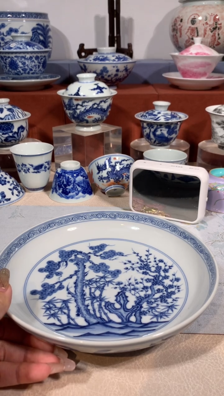 【闪购商品】摆件青花松竹梅壶承