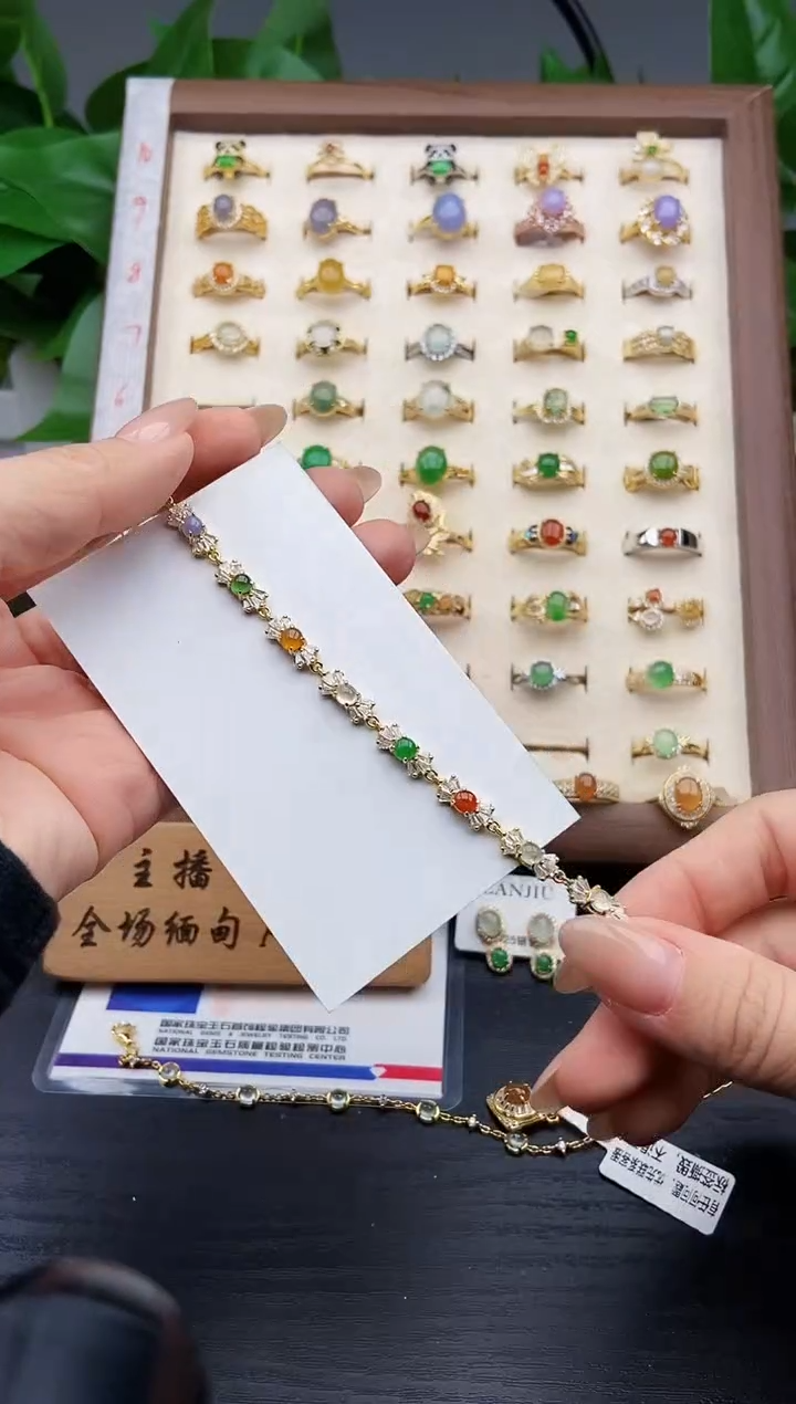 银S925镶嵌手链翡翠12