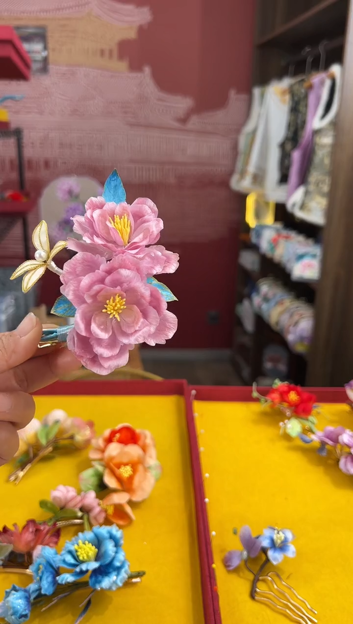 【闪购商品】刺绣 非遗绒花（发饰）