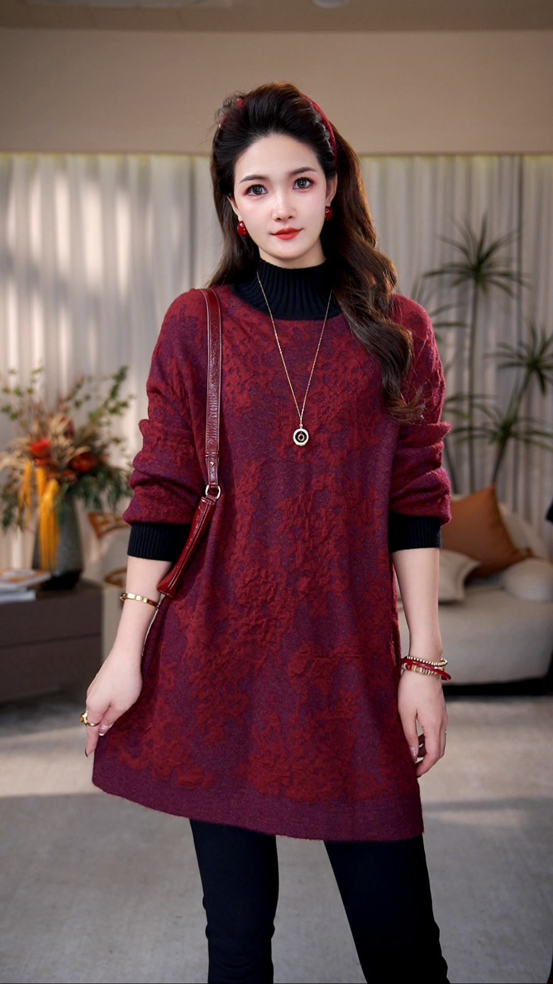 高端品质【戍角】冬季新款时尚百搭针织保暖洋气加厚毛衣裙 - 3330#