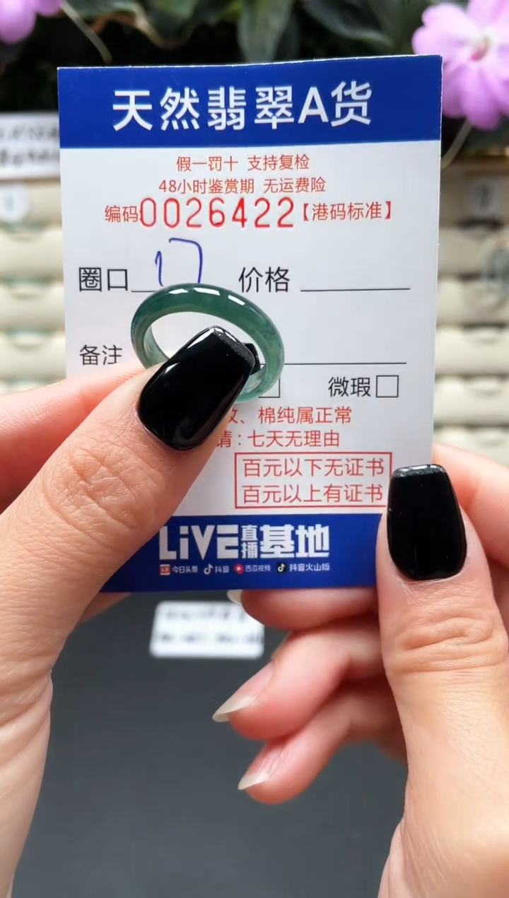 【闪购商品】翡翠戒指未镶嵌天然翡翠戒指6422