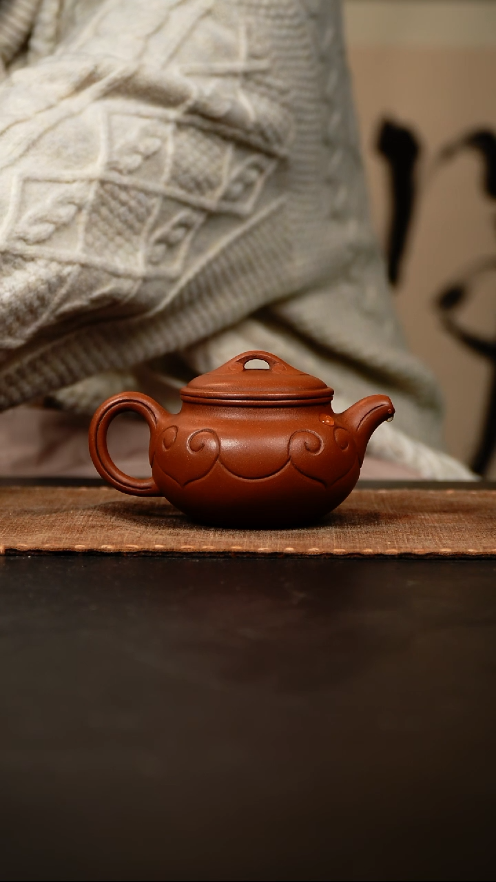 【闪购商品】紫砂茶壶仿古如意壶清水泥150cc