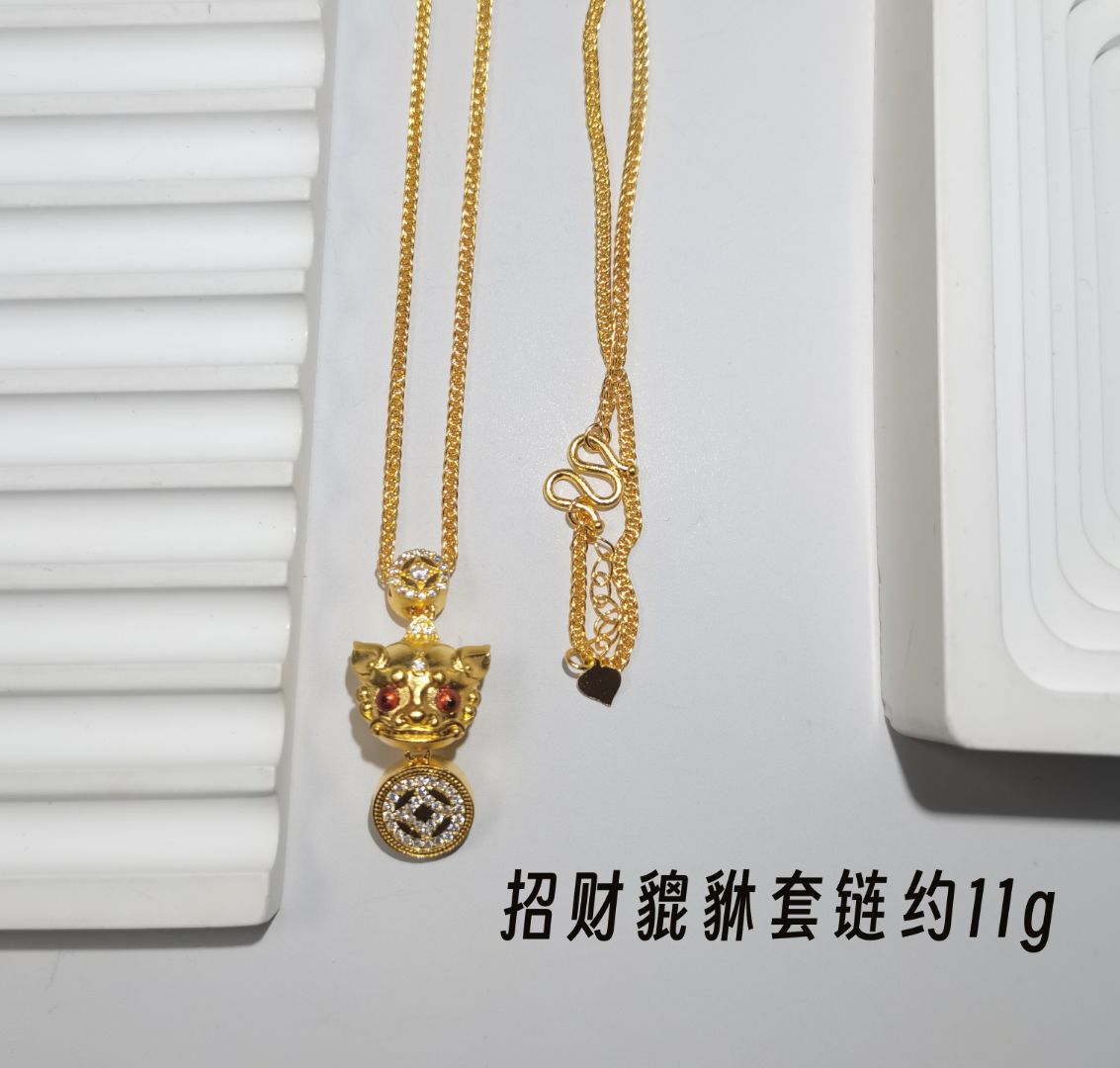 坠链均足银 银套链 时尚百搭 经典款式 招财貔貅套链 