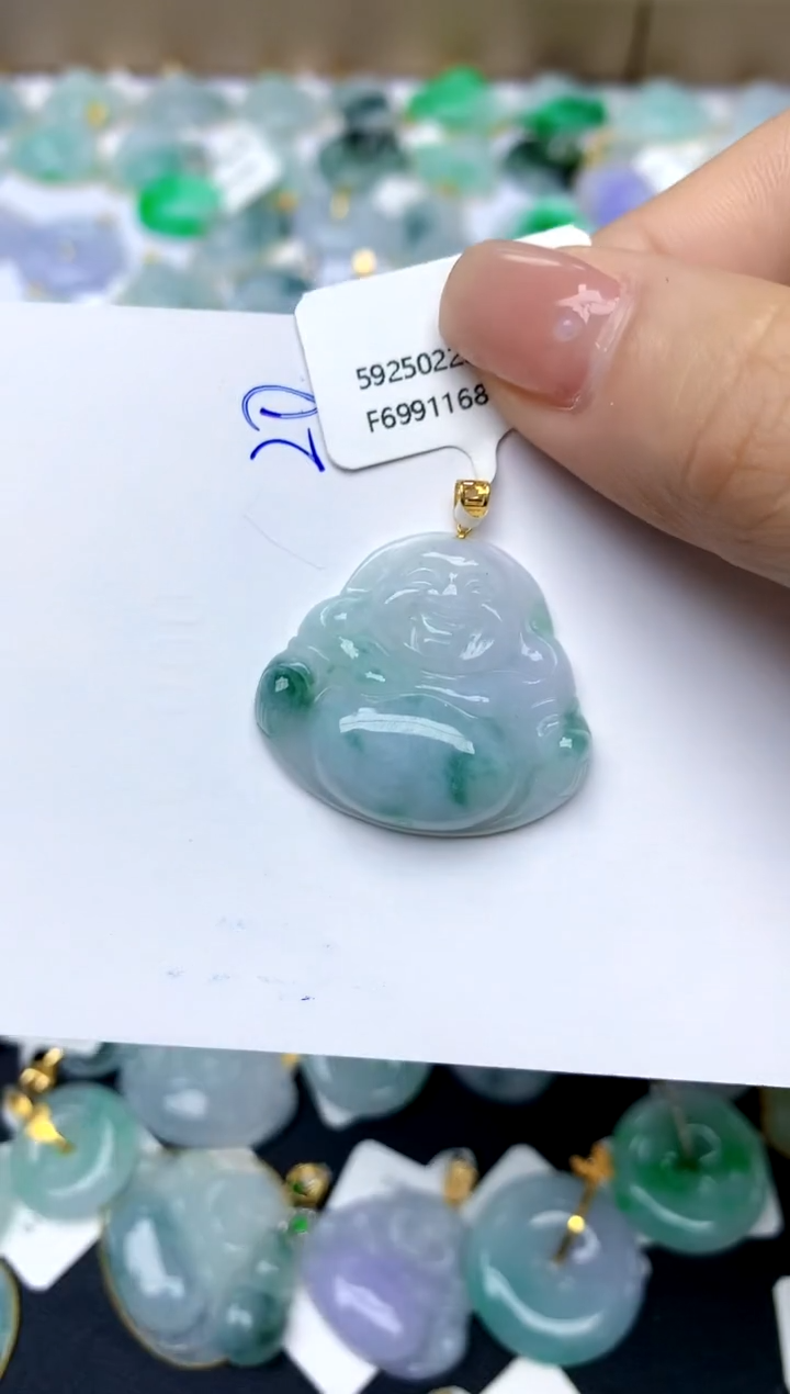 【闪购商品】翡翠颈饰18K金镶嵌天然A货翡翠