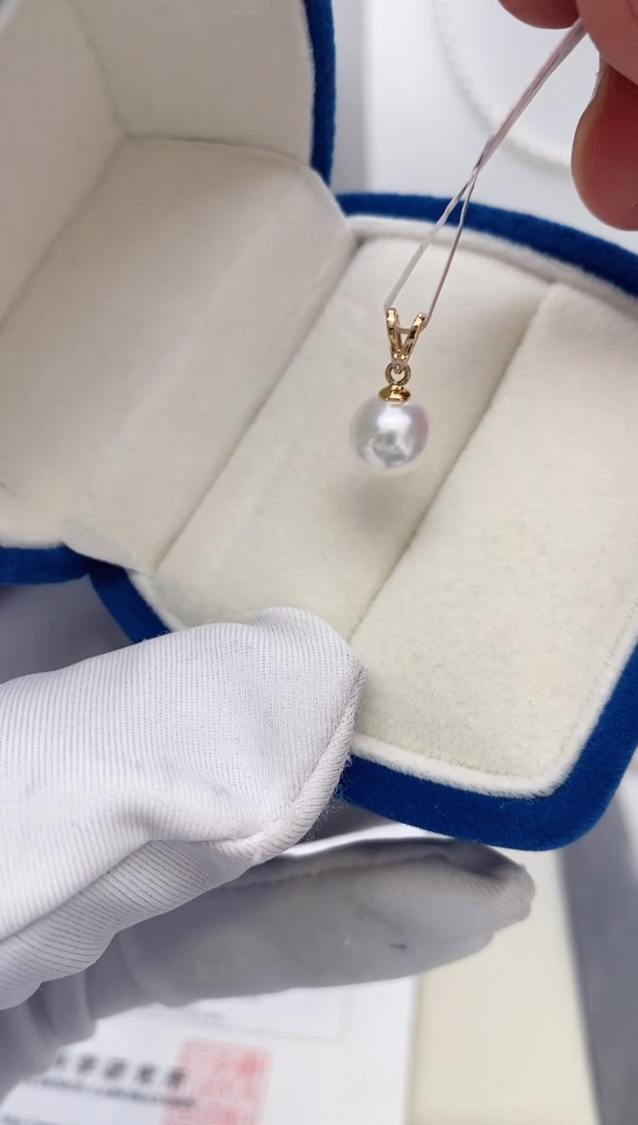 【闪购商品】海水珍珠吊坠(不含链)18K金镶嵌8-8.5特选天女小兔子