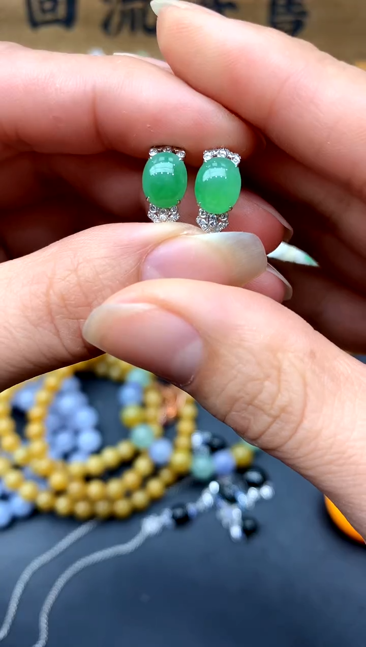 【闪购商品】翡翠耳饰18K金镶嵌318-中国好珍宝