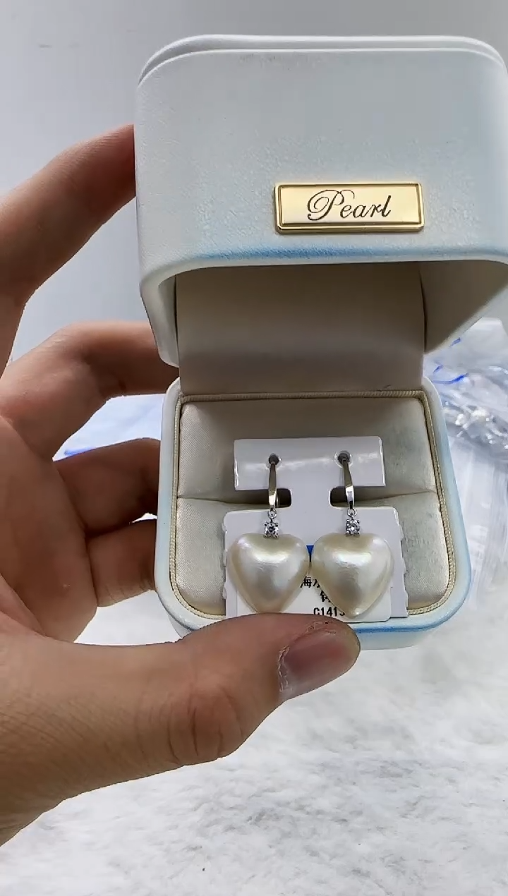 【闪购商品】拼合珍珠（马贝珠）DA银S925镶嵌c1413 马贝耳钩