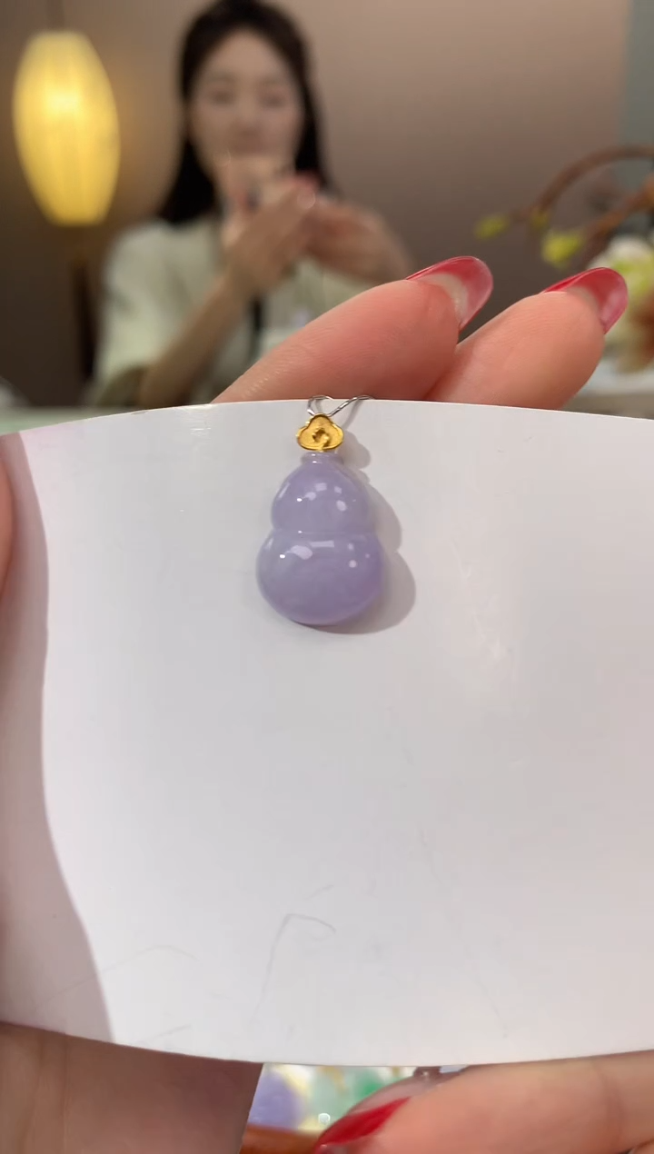 【闪购商品】翡翠颈饰18K金镶嵌天然缅甸a货翡翠