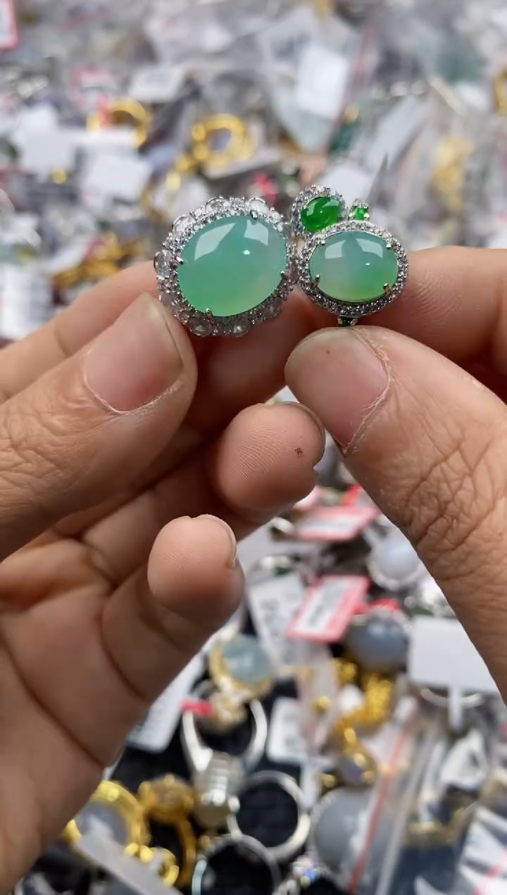 银S925镶嵌戒指翡翠3333----6