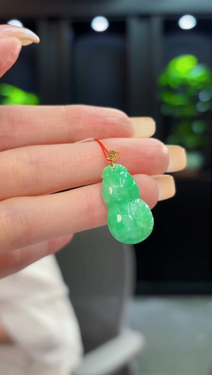 翡翠18K金镶嵌颈饰 缅料A货/支持复检/一件