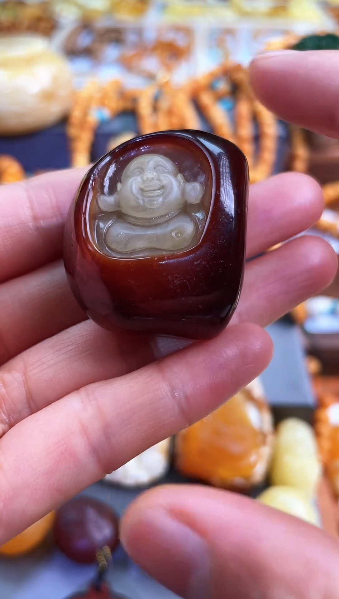 【闪购商品】琥珀裸石未镶嵌弥勒滴溜