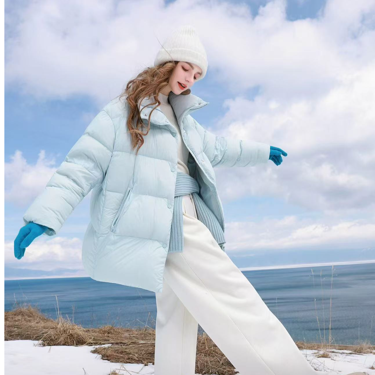 2025冬季（寒冰-40°72cm）新款泡芙羽绒服女鹅绒中长款宽松保暖立领