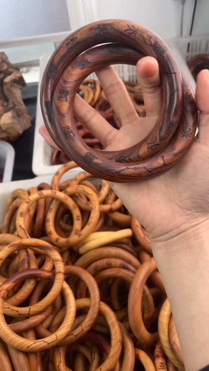 【闪购商品】木枣木刻字款乾坤圈内径80大花纹77·