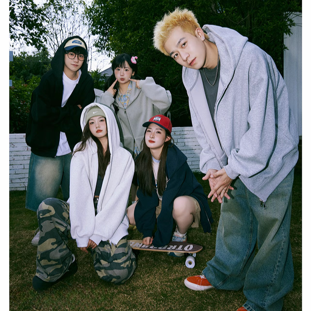 CGSW【纯色开衫】2025美式潮牌情侣百搭重磅纯色拉链连帽卫衣