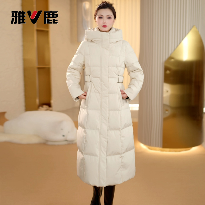 2025新款长款羽绒服女冬季时尚显瘦连帽过膝加厚外套修身