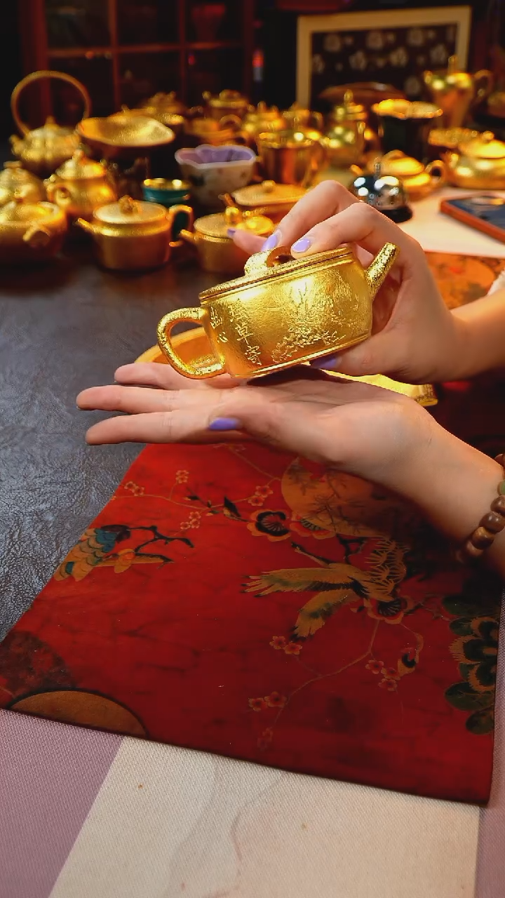 茶杯紫砂【宜景窑系列】喜鹊汉瓦金壶