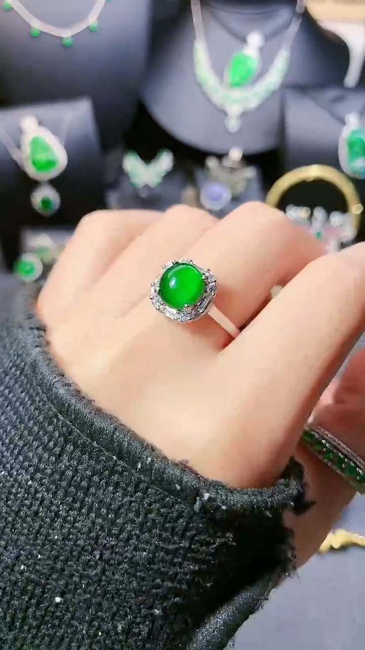 【闪购商品】翡翠戒指银S925镶嵌戒指