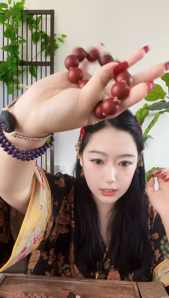 泥塑【朱砂大四合镶铜管光珠】古法合香