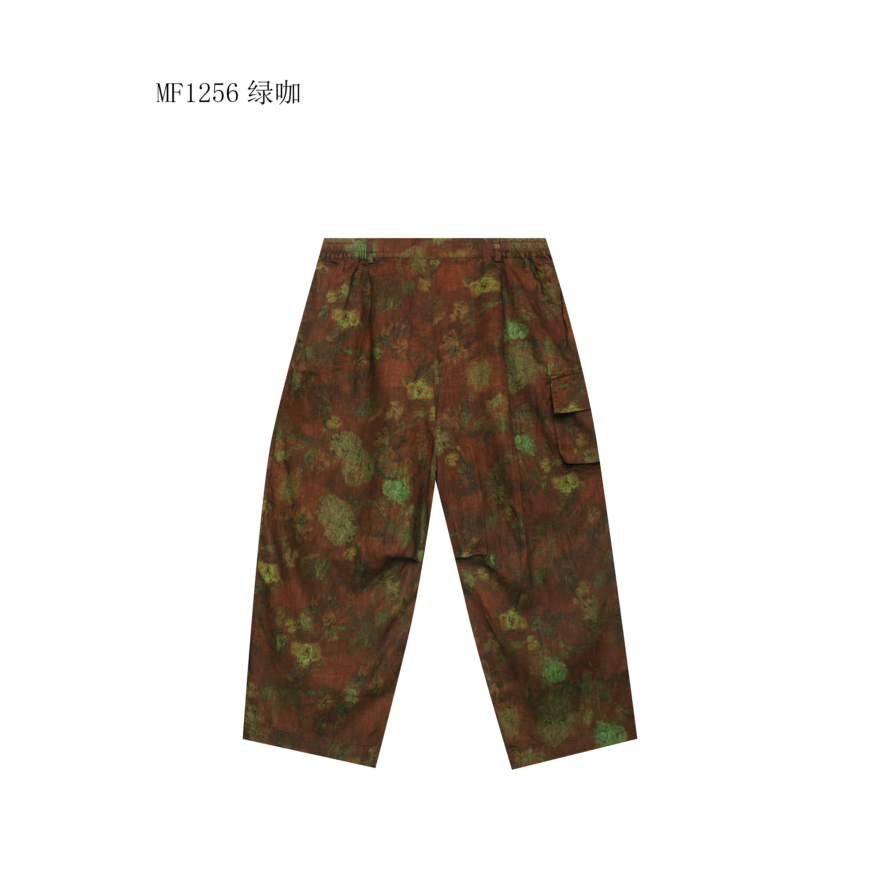 【麻訪家】MF1256绿咖文艺复古舒适宽松百搭休闲裤