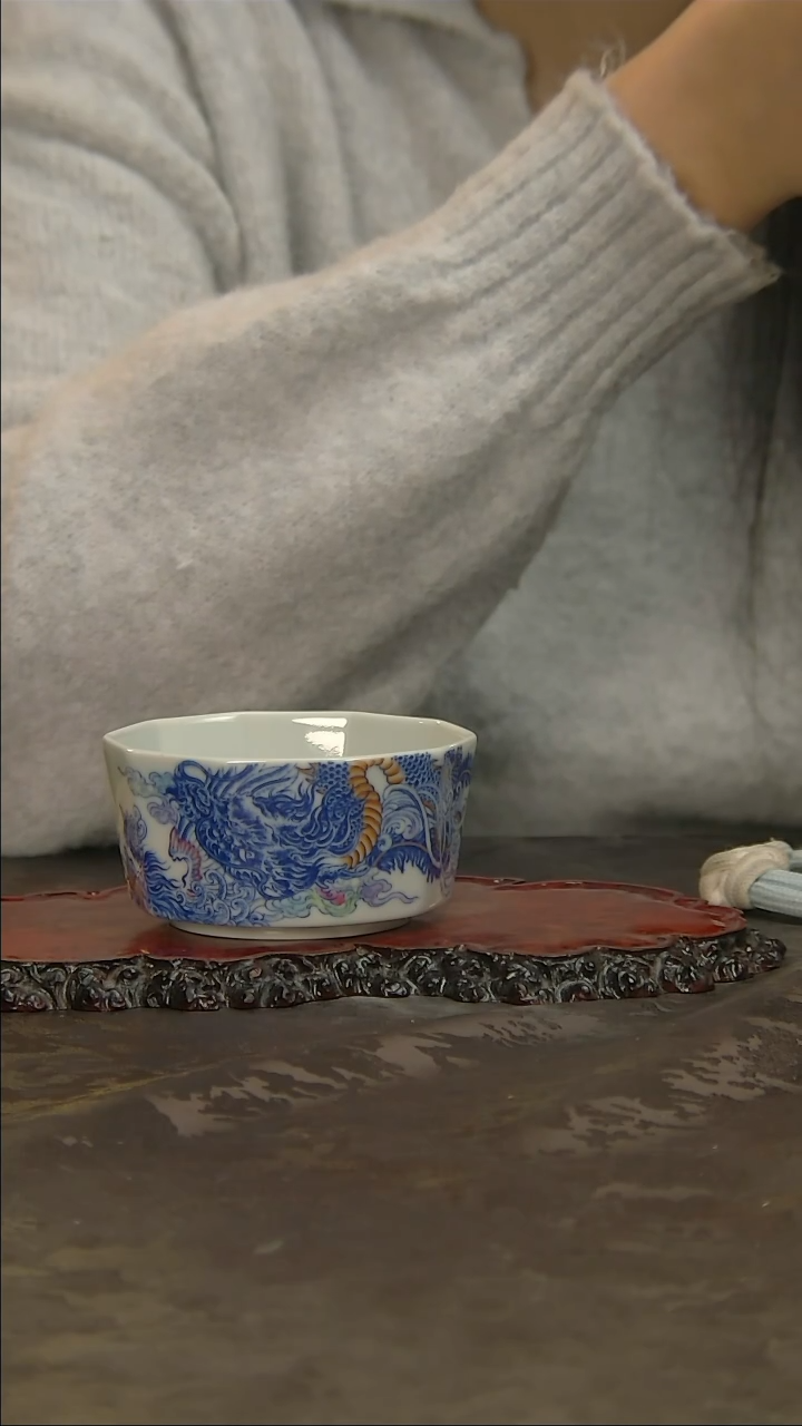 【闪购商品】【空山明月】龙凤斗彩主人杯