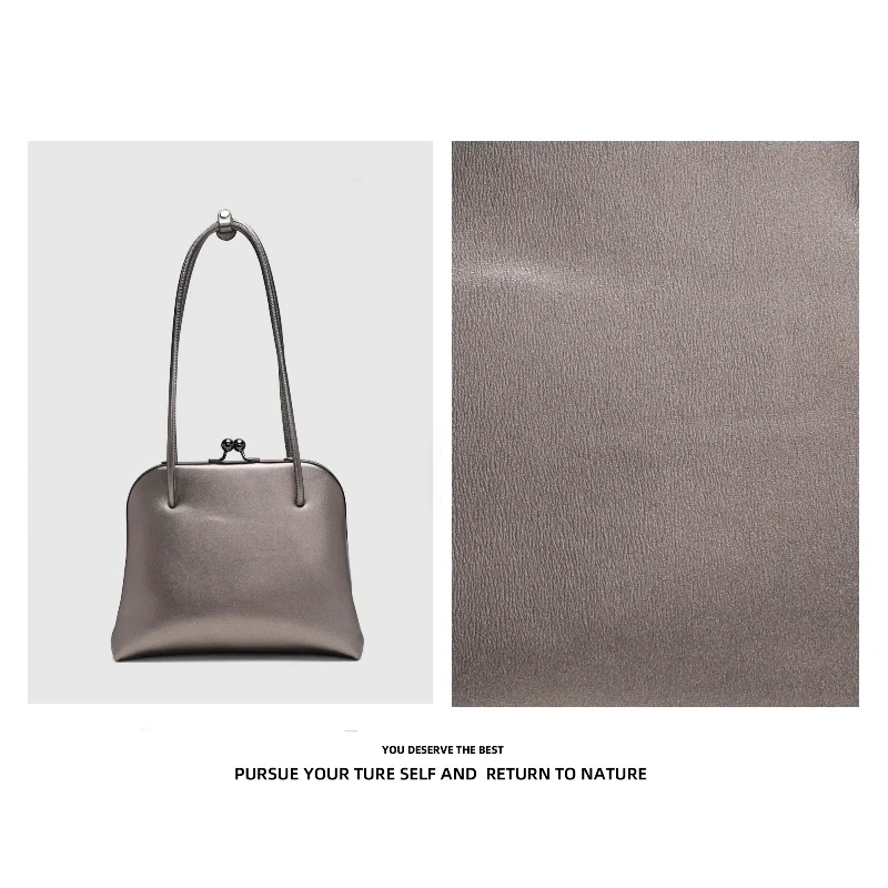 2025新款小众设计高级感女包包砂金色夹子双单肩包E512