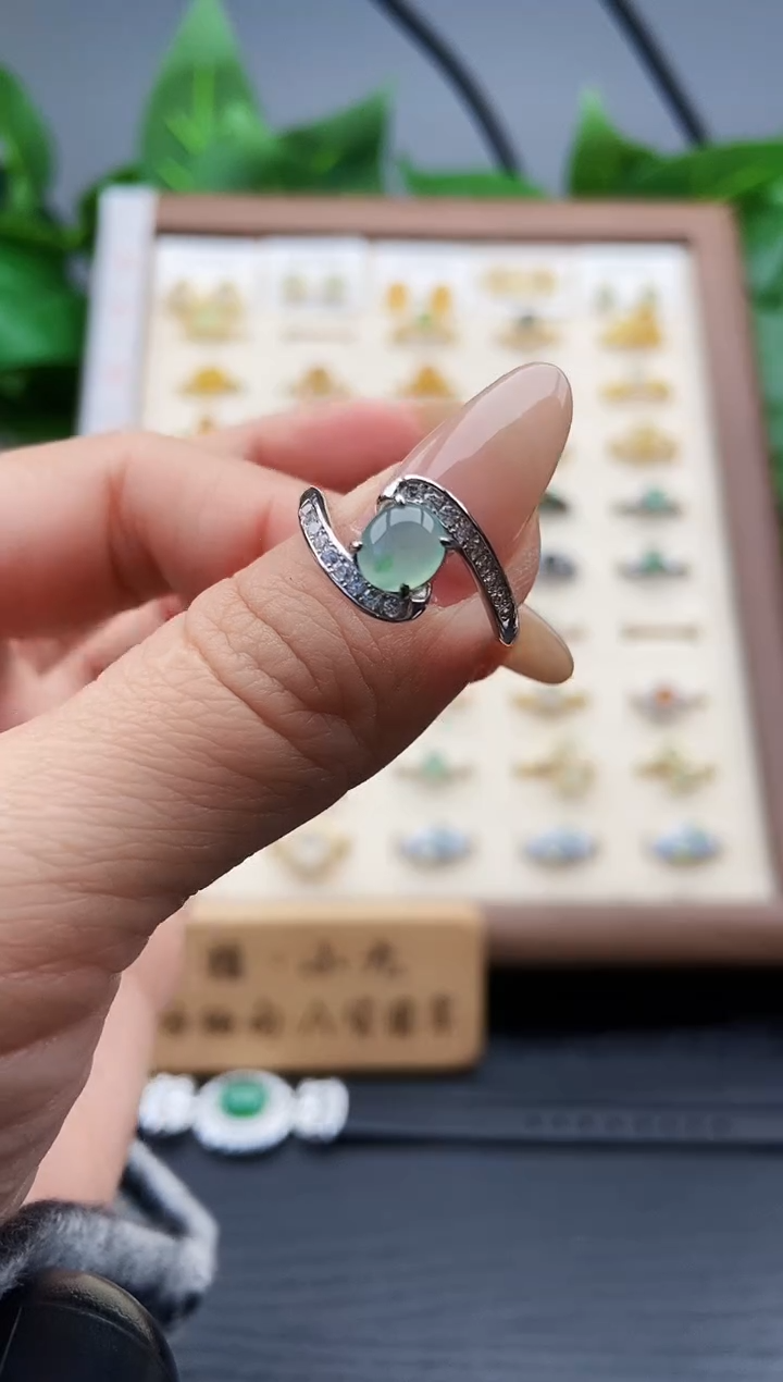 银S925镶嵌戒指翡翠12