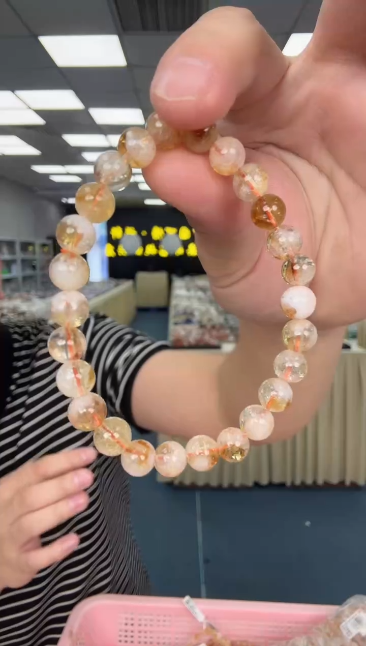 水晶手串未镶嵌蜂蜜奶盖黄啊塞手串7m
