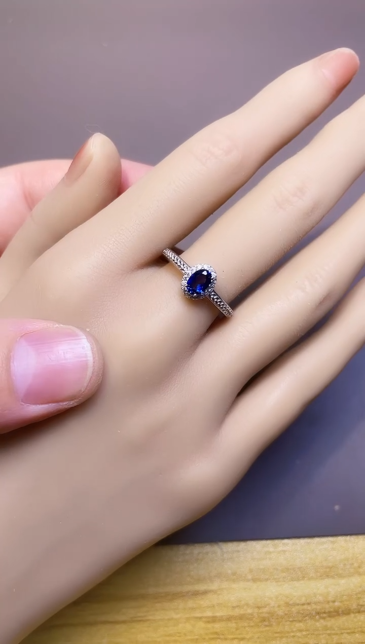 【闪购商品】蓝宝石戒指银S925镶嵌一枚