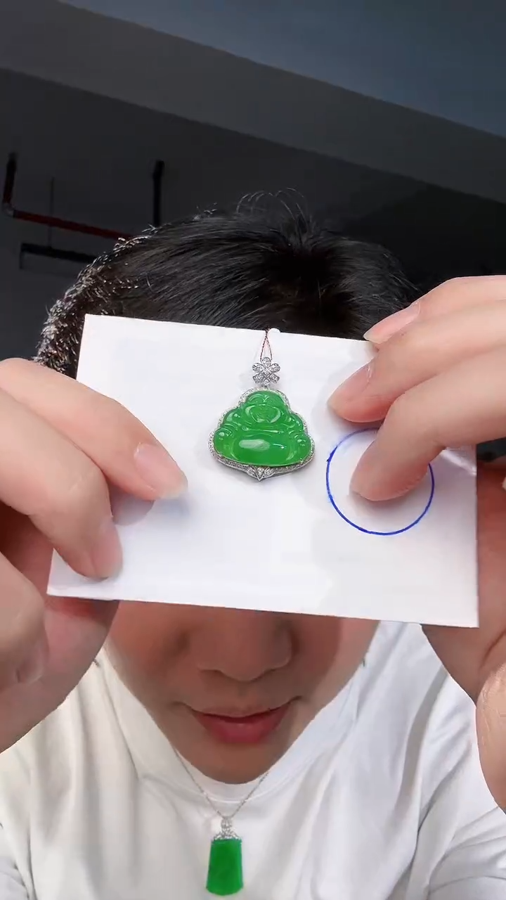 【闪购商品】翡翠颈饰18K金镶嵌缅料A货翡翠/支持复检/一件