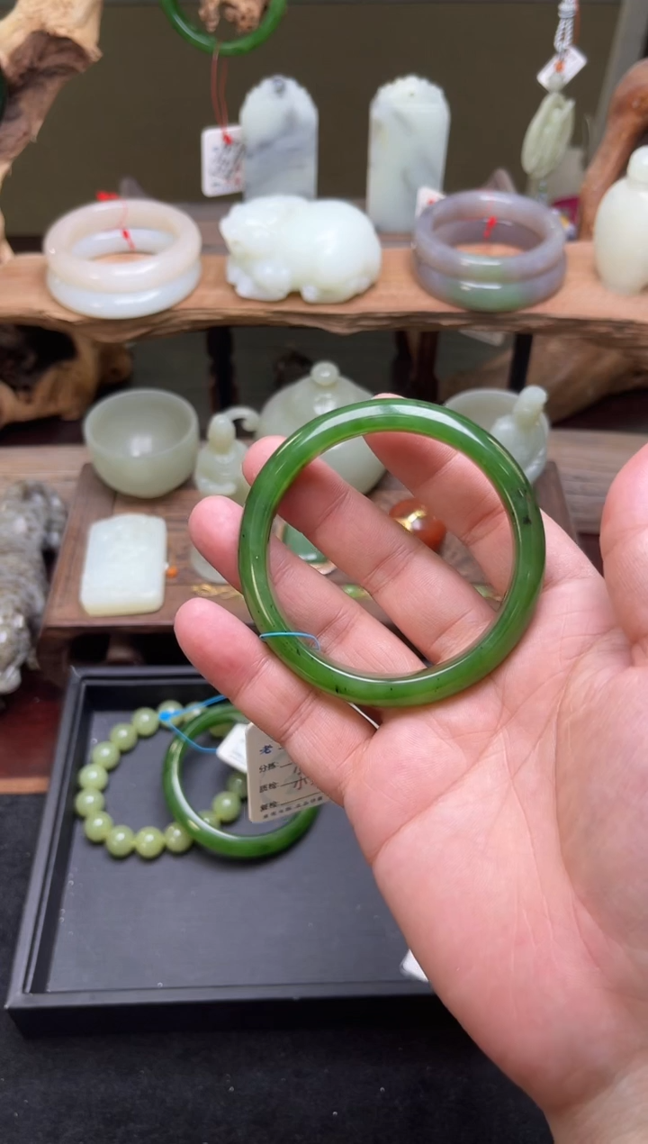 【闪购商品】和田玉未镶嵌手镯俄七碧玉 57+圈 9002304