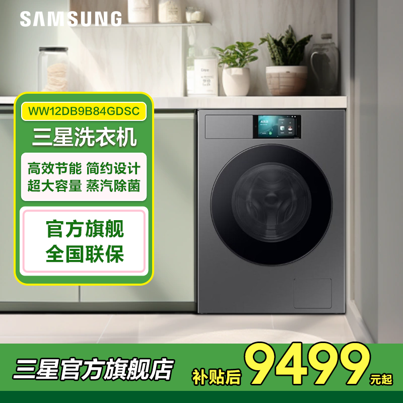 三星全自动滚筒洗衣机10kg+2kg大容量WW12DB9B84GDSC