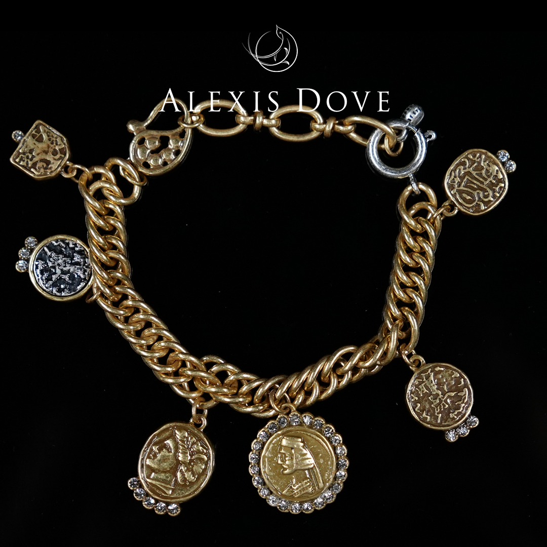 铜合金合成锆石手链 复古简约流苏人像手链