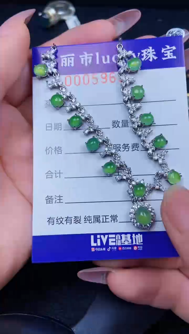 翡翠银S925镶嵌颈饰5963