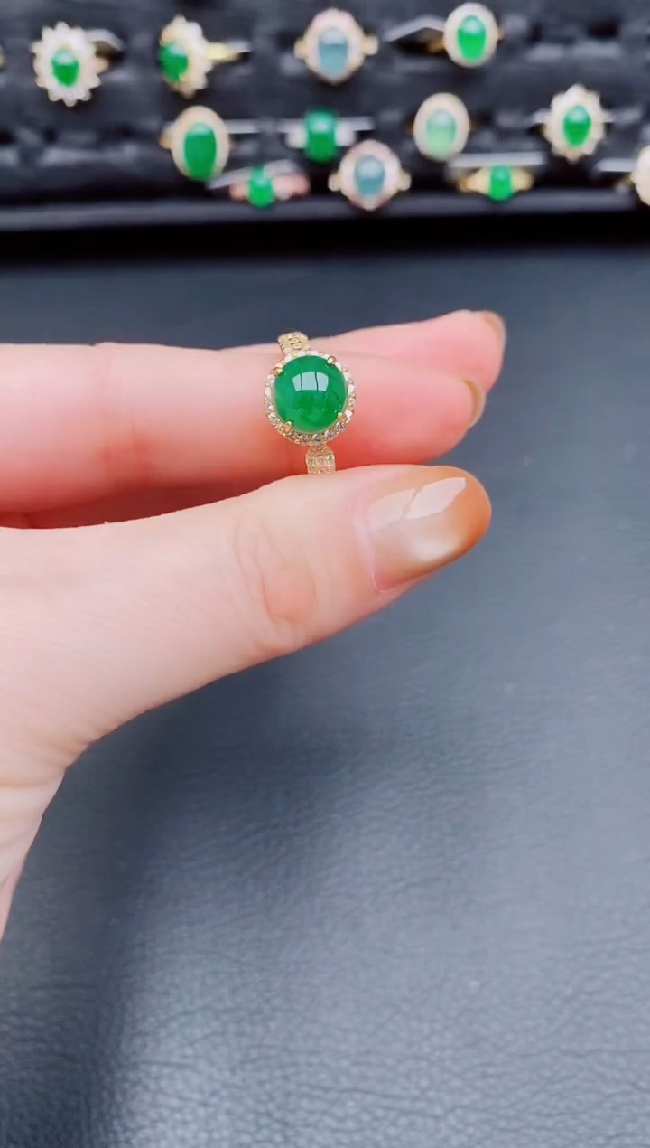 【闪购商品】翡翠戒指银S925镶嵌天然a货翡翠43