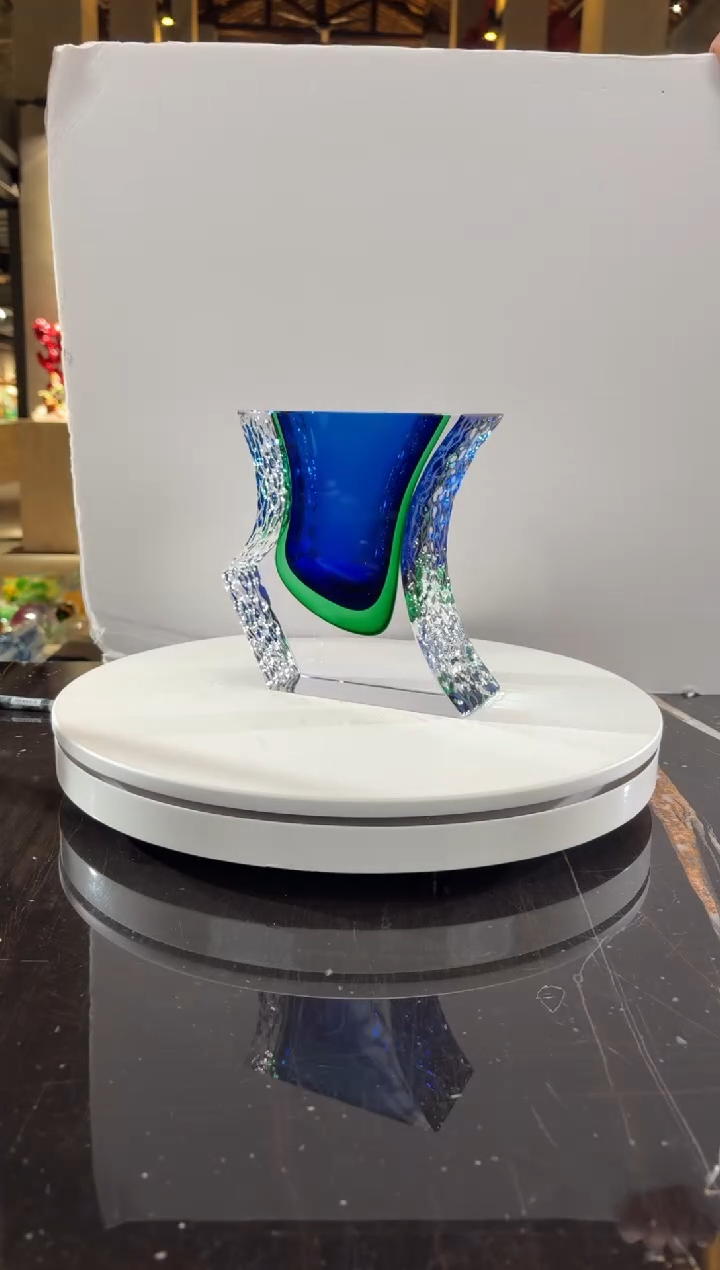 摆件0201001-2祖母绿宝石蓝肌理纹小花器