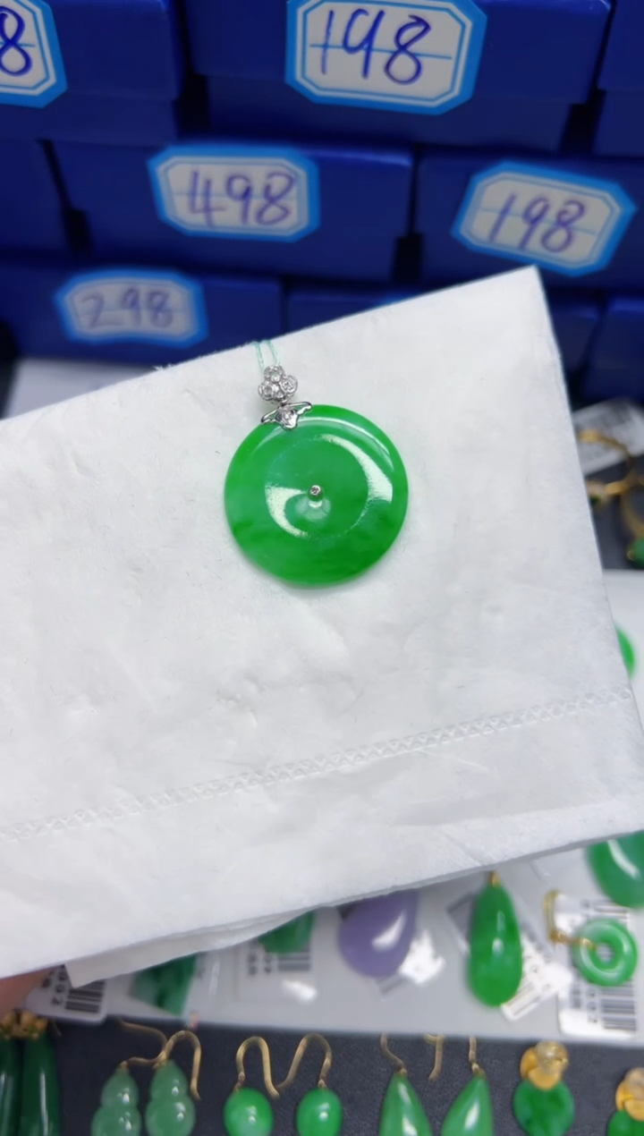 【闪购商品】翡翠颈饰18K金镶嵌Y缅料A货/支持复检/一件  