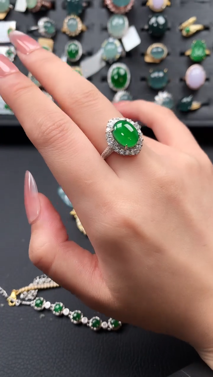 【闪购商品】翡翠戒指银S925镶嵌4211