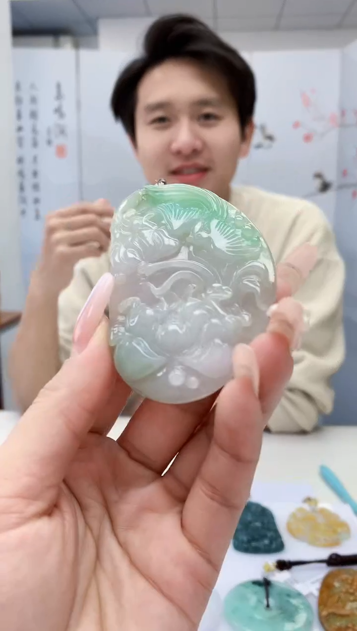 【闪购商品】定制翡翠未镶嵌1502lr-毛货挂件5