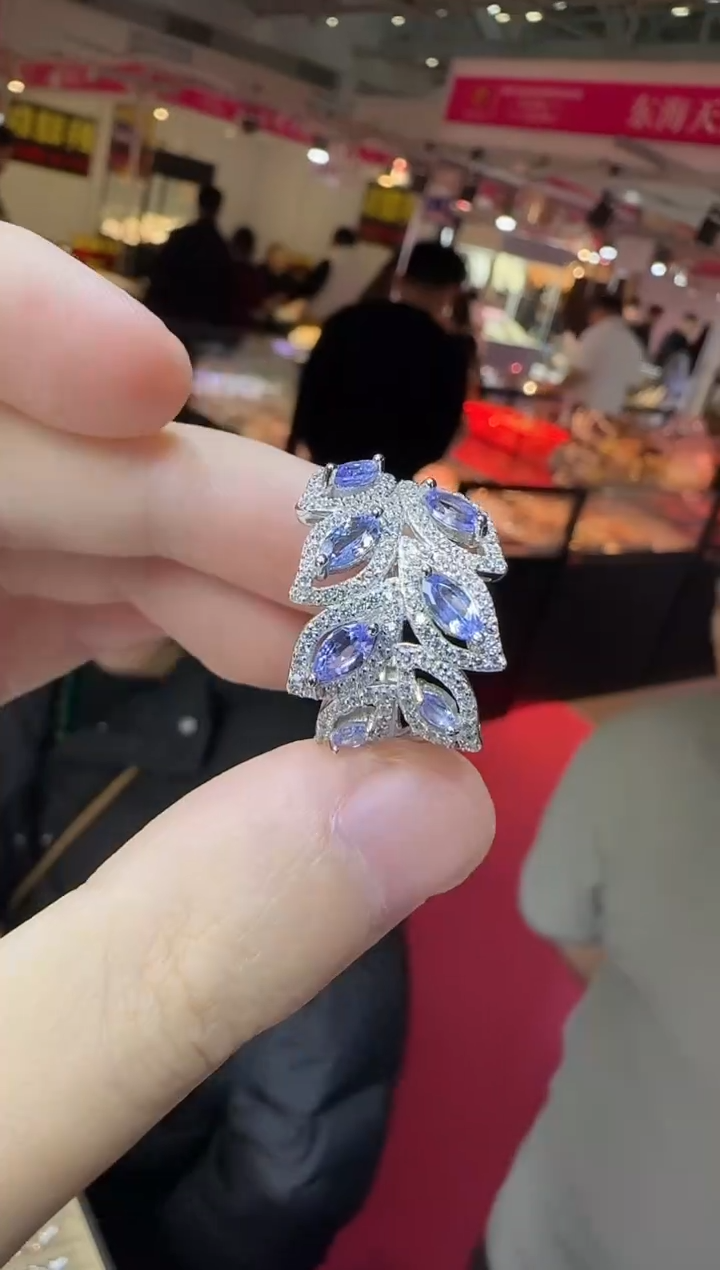 银S925镶嵌戒指坦桑石麦穗设计款