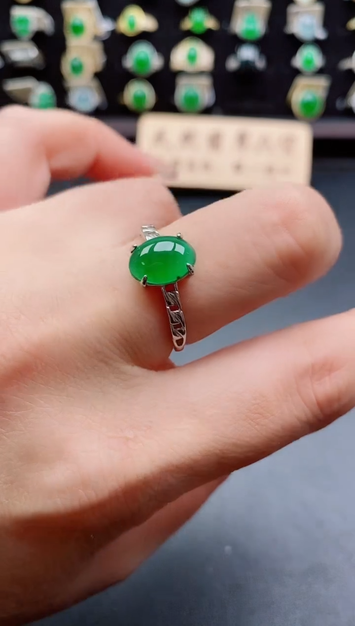 银S925镶嵌戒指翡翠1