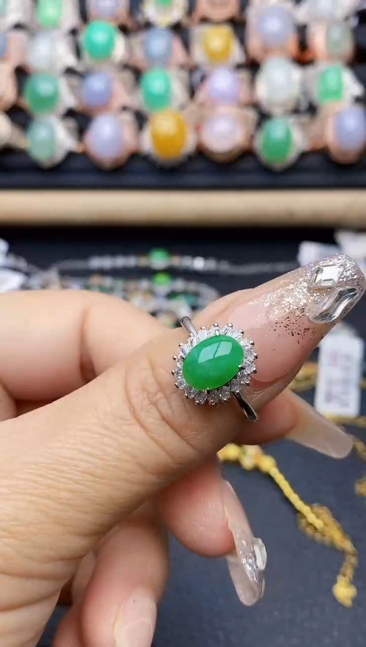 【闪购商品】翡翠戒指银S925镶嵌5141