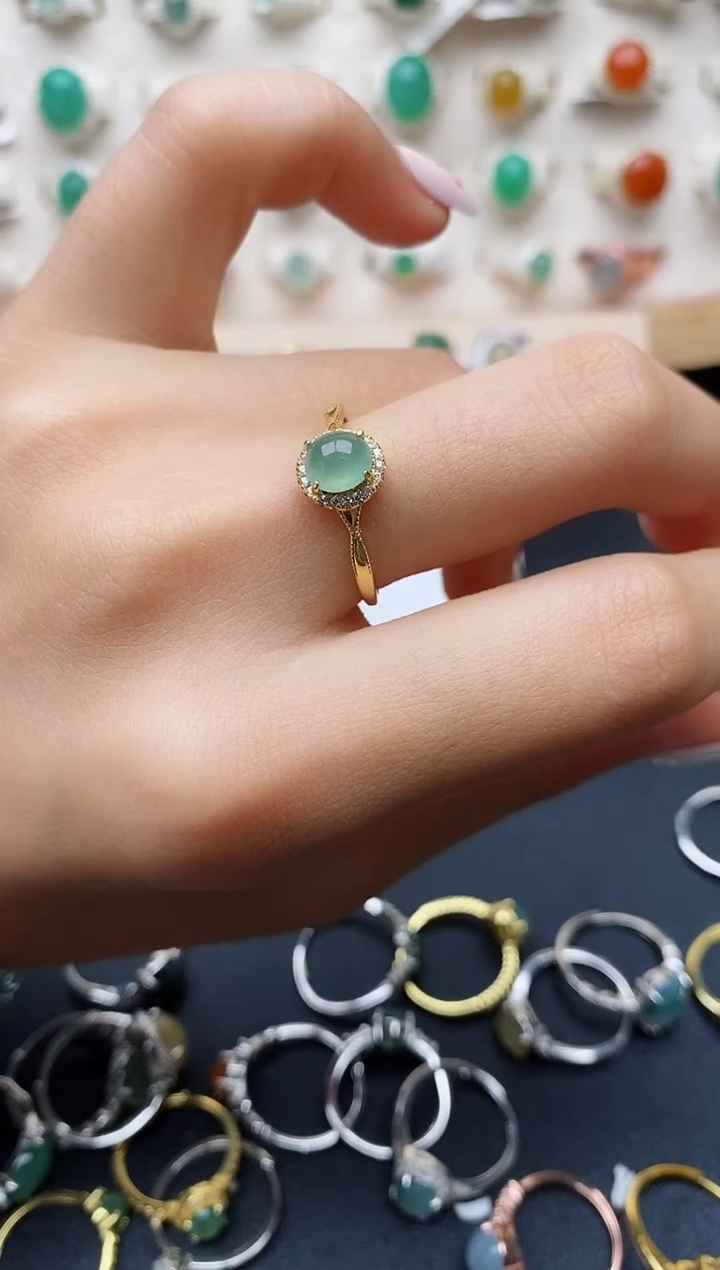 【闪购商品】翡翠戒指银S925镶嵌缅甸翡翠