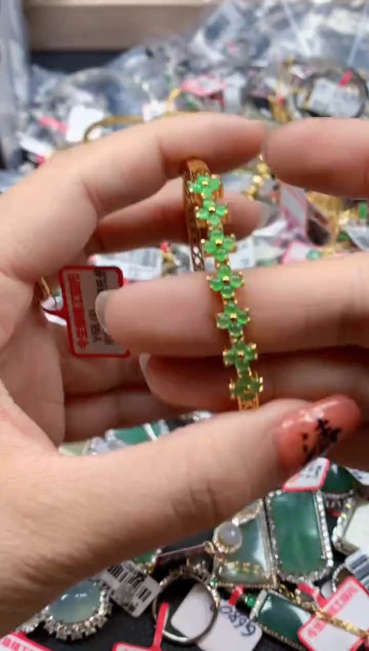 银S925镶嵌戒指翡翠茵***7天然A货缅甸翡翠